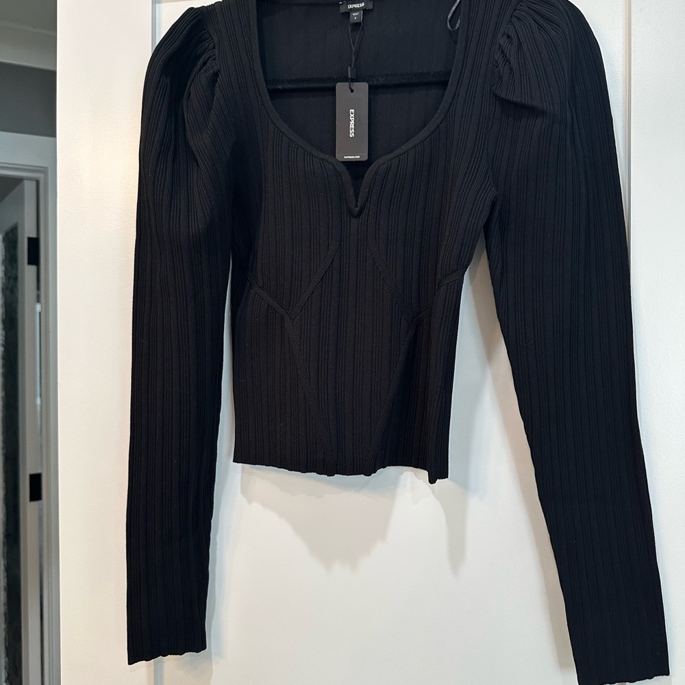 NWT Express - Black Ribbed Long Sleeve Top